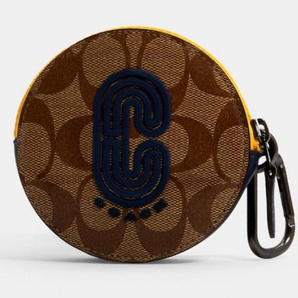 Coach Round Hybrid Pouch In Colorblock Signature